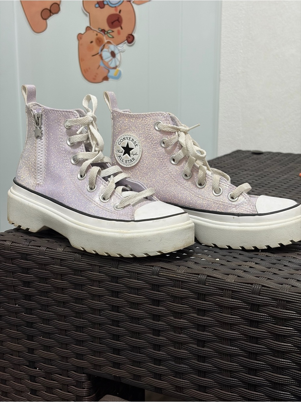 Converse Chuck Taylor High-Top Platform Sneakers - Sparkle Lilac